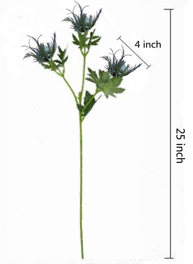 TBUY ROSE 5 Pack Silk Artificial Thistle Flowers Eryngiums Faux Plants for Garden Wedding Prom Party Bouquet Floral Arrangement (Blue) - Image 2